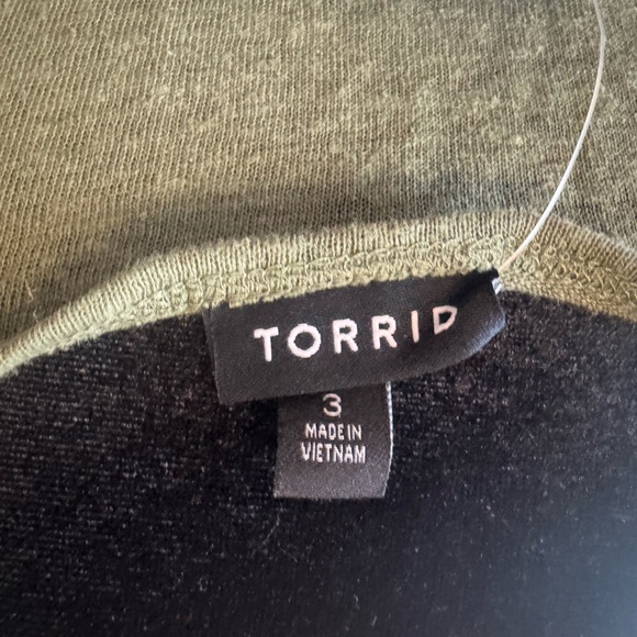 Olive V Neck Dolman Tee Lightweight - Picture 3 of 6